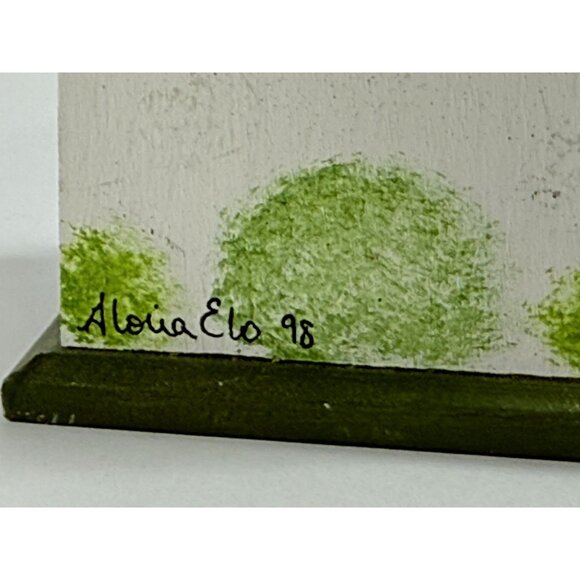 Hand Painted Wooden Birdhouses Set Floral Dk Green Roof Vintage Cottage Garden - Picture 11 of 15